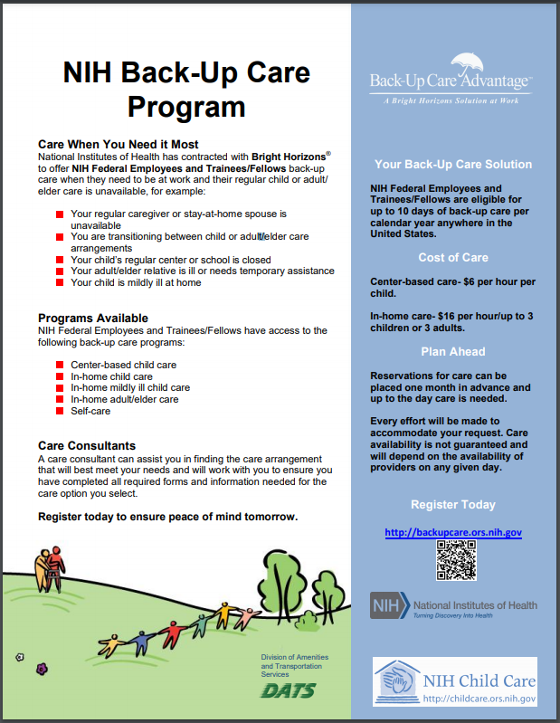 NIH Back-up Care Program Flyer