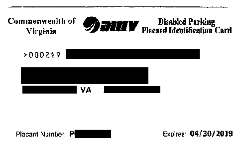 Image of DMV disability ID