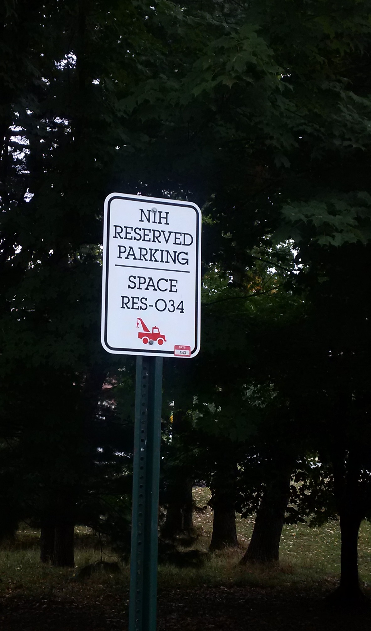Image of NIH Reserved Parking Sign