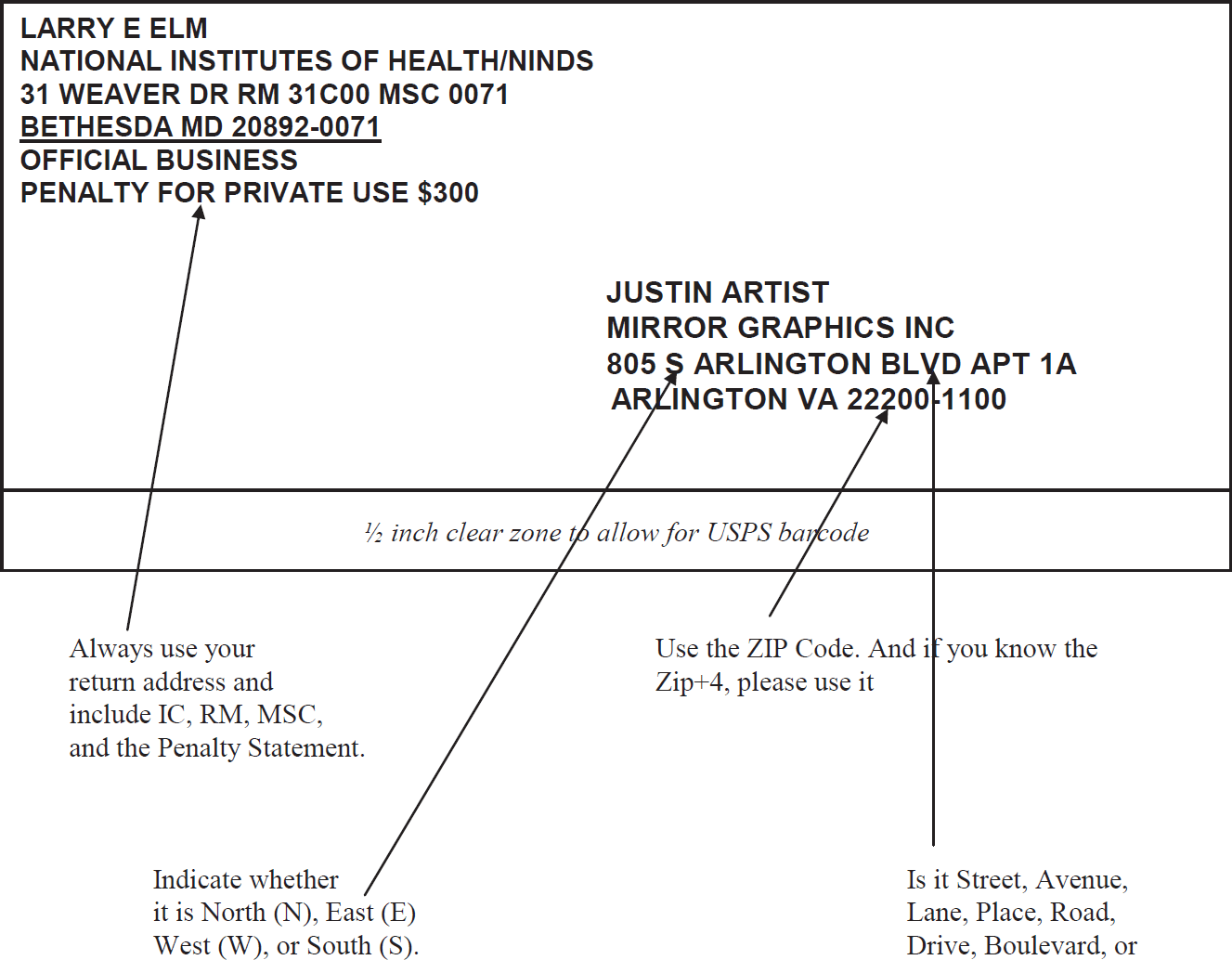 How to Address Envelopes Completely and Correctly (Sample)