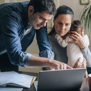 Family going over documents