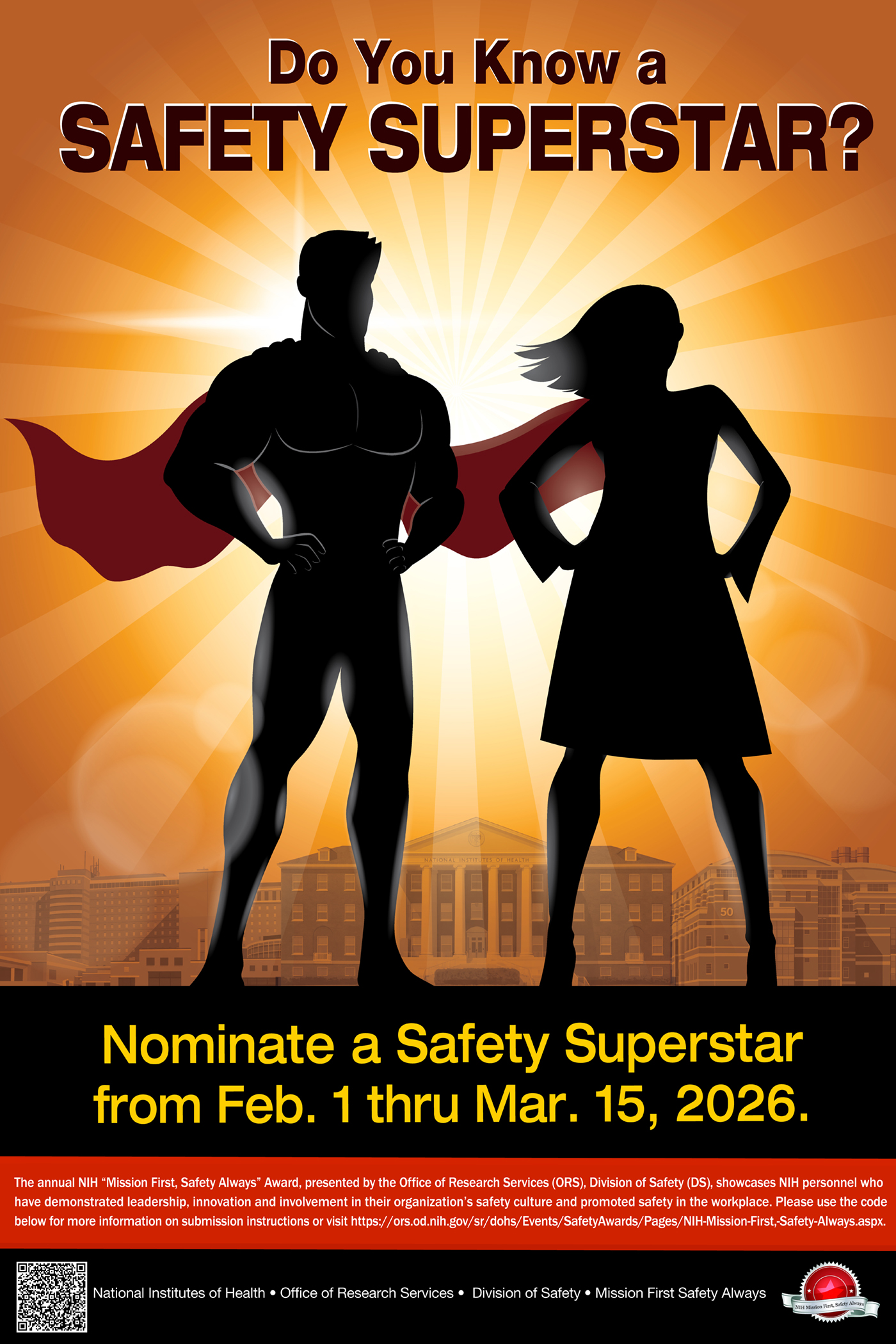 NIH Mission First, Safety Always Emblem