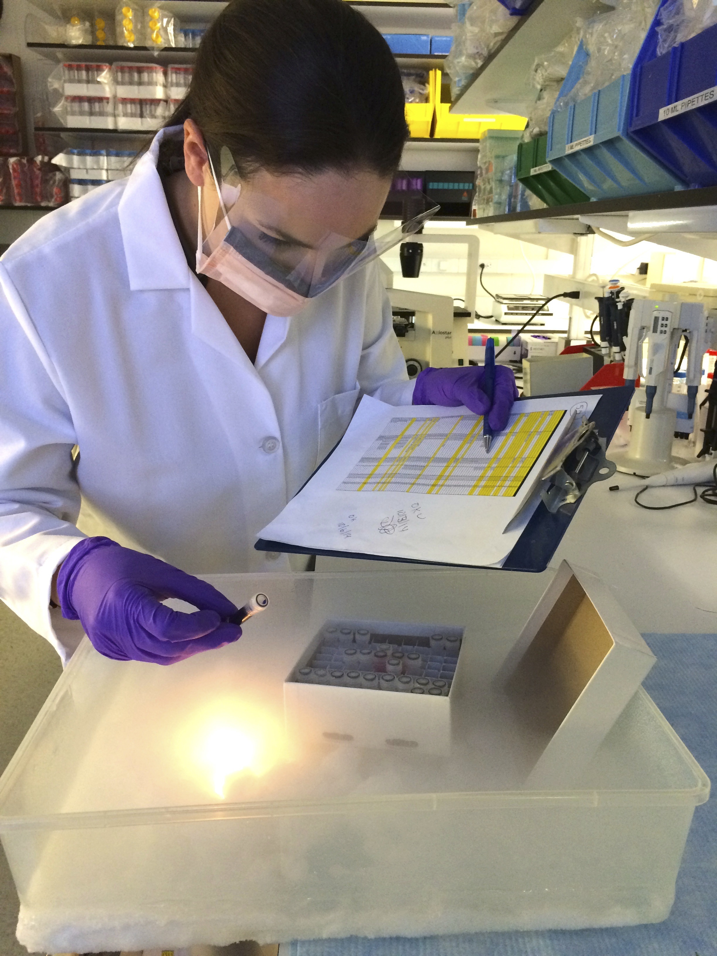 Women in a laboratory working on Biospecimen Inventory