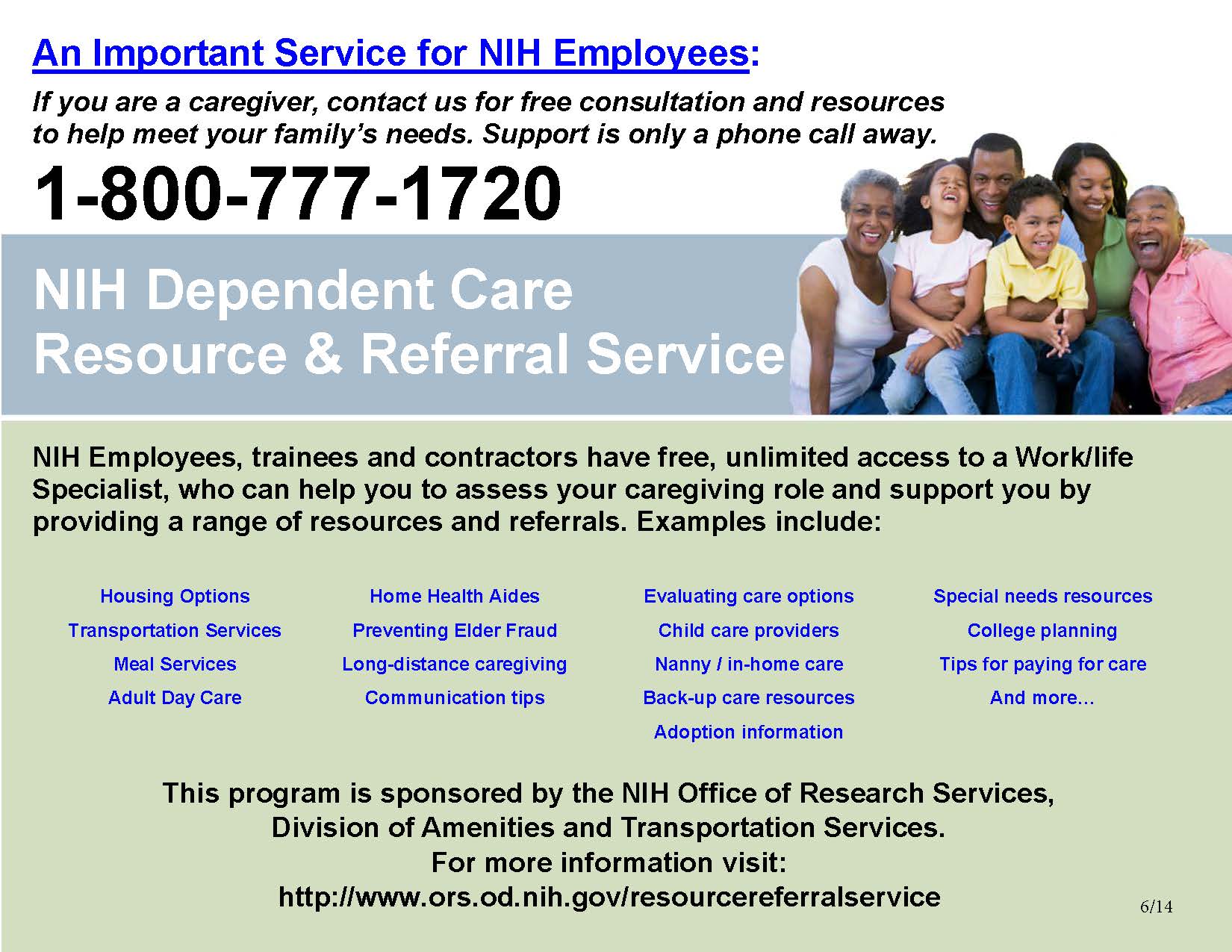 NIH Adult Dependent Care Resource and Referral Services